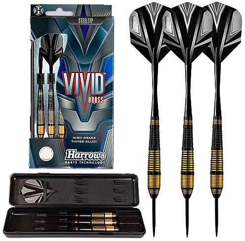 Harrows DABV25 Carta Fußball-Dartpfeile, aus Messing, 25 g, Schwarz, Größe L, Einheitsgröße