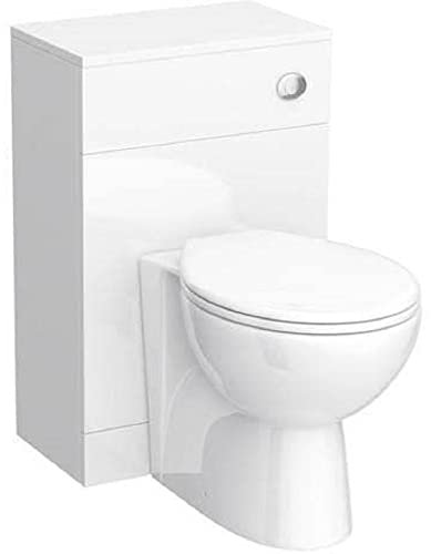 VeeBath Linx 600x300 WC and Back to Wall Toilet, Soft Close Toilet Seat, Concealed Cistern for Bathroom- Gloss White (Flat Pack)