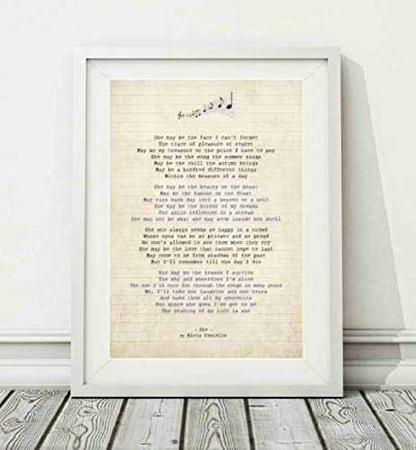 Didymus Co Elvis Costello – She – Songtext Posterdruck, ungerahmt, Größen A4 A3, A4