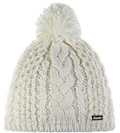 Eisbär Damen Mütze Afra Pompon MÜ, White, one Size, 75039 - Wintermütze mit Bommel mit Zopfmuster, mit atmungsaktiven und wärmenden Innenfleece, perfekt für Kopfumfang 56-58 cm
