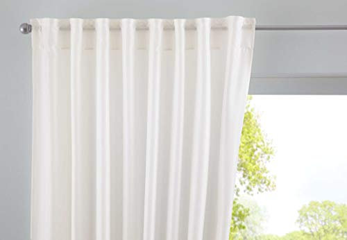 Vorhang Verdeckte Schlaufen Cationic »JENA« HxB 145x140 cm Creme Blickdicht Leinen Optik Gardine Meliert Gardinenband mit Raffhalter, 2019037