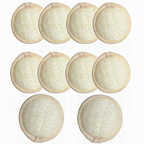 LAIYOHO 10 Pcs Natural 2-in-1 Exfoliating Sponges | 8cm Facial Cleansing Pads | Pore Cleansing Tools | Suitable for Men & Women | Eco-Friendly Healthy Skincare Accessories