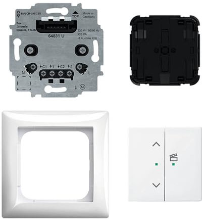 Busch-Jaeger 62731/UJ-914-WL Jalousie flex Wireless Komplettset Jalousie-Einsatz Tastbedienfeld 2 Wippen 2-fach Busch-balance SI Abdeckrahmen 1-fach Alpinweiß 2CKA006200A0286