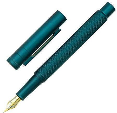 Asvine Forest Fountain Pen with Extra Fine Nib Classic Design with Converter and Metal Pen Case Dark Green