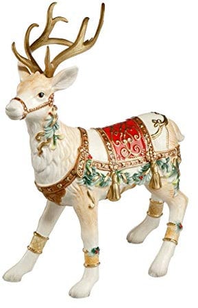 Goebel X-Mas Fitz and Floyd-Figur Rentier mit Beinschmuck aus Steingut Mehrfarbig, Maße: 34cm x 16cm x 44cm, 51-001-25-1