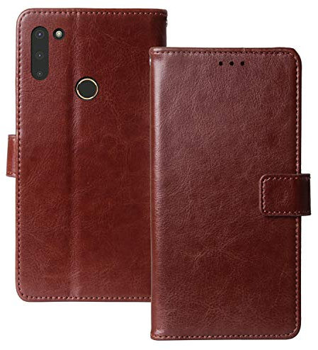 Lankashi Premium Retro Business Flip Stand Brieftasche Leder Tasche Schütz Hülle Handy Telefon Case TPU Silikon Schale Für Gigaset GS4 / GS4 Senior Abdeckung Wallet Cover Etui (Braun)