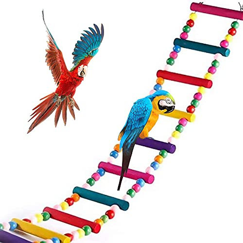Spielzeug Leiter Holz Papagei Vogel Leiter Kletterholz Vögel Brücke Hängebrücke Papagei Bunte Leiter Papageienbrücke mit bunten Holzperlen für Papageien