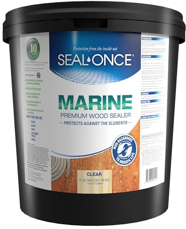 Seal-Once Marine Waterproof Wood Sealer and Stain, Clear, 5 Gallon