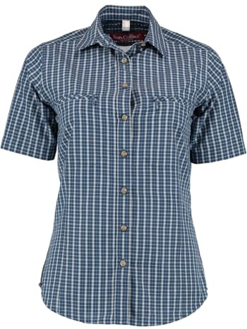 TOM COLLINS Damen Bluse Kurzarm Freizeitbluse mit Liegekragen Punap, Größe:40, Farbe:Jeans