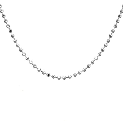 Ayoiow Kette Männer, Kugelkette Halskette Herren Edelstahl Silber