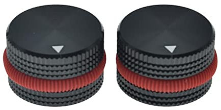 KAISH 2-Pack 63/64(25mm) Diam. Aluminium Potentiometer Knobs 1/4 Universal Metal Pot Knobs for Guitar/Bass/AMPS Amplifier/Power Amplifier/Preamps/Audio Equipments Black with Red Rubber o-ring