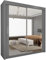 UK SLIDING WARDROBE Modern Full Size Double Mirrors 2&3 Sliding Doors Wardrobe With Adjustable Shelves, Hanging Rails,Bedroom Furniture (Grey, 250cm)