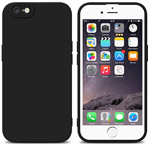 Cadorabo Hülle kompatibel mit Apple iPhone 6 Plus 6S Plus Schutzhülle TPU Silikon Case Liquid Design mit Kameraschutz Slim Kratzfest Gummi Case Hülle für iPhone 6 Plus 6S Plus in Schwarz
