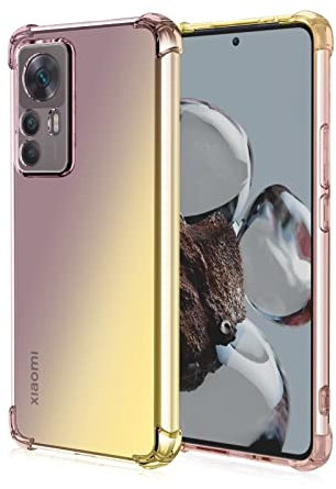 EASSGU TPU Silikon Handyhülle für Xiaomi MI 12T Pro (6.67 Inches), Durchsichtig Farbverlauf Case, Anti Drop und Anti Scratch Schutzhülle - Schwarzes Gold