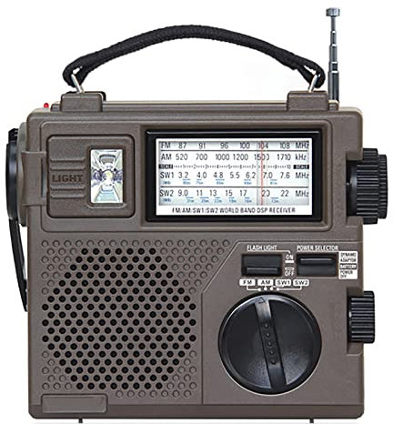 Radio Portable FM, Générateur À Manivelle Radio d'urgence, Radio À Manivelle avec Lampe De Poche, Radio Dab, Radio FM/MW/SW1/SW2