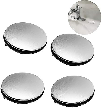 4-Pack Stainless Steel Sink Tap Hole Covers, Faucet Hole Plug with Gasket, Rust-Resistant Sink Stopper Cover for Kitchen and Bathroom Sinks (Suitable for 28-38mm Holes)