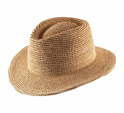 Bon Clic Bon Genre Chapeau Fedora Paille Homme ou Femme Flavien Raphia Nude - Taille M