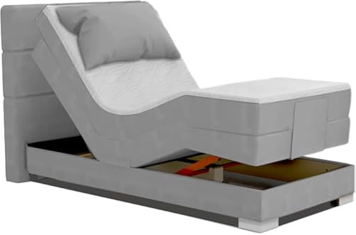 Boxspringbett ROM II elektrisch verstellbar in großer Farbauswahl und Kopfteilsteppung nach Wahl. Doppelunterfederung inkl. Matratze und Topper. Härtegrad nach Wahll (Individuelle Farbe, 120x200)