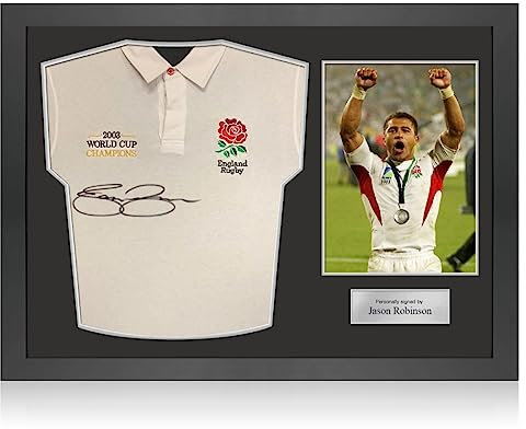 Exclusive Memorabilia England-Rugby-Trikot, signiert von Jason Robinson. Symbolrahmen