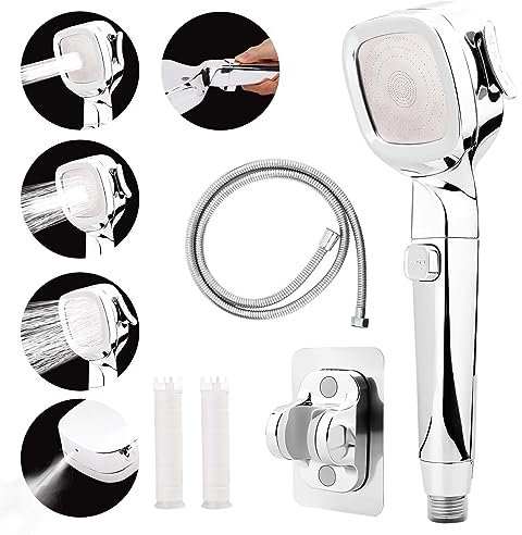 Soffione Doccia per Camper, Soffione Doccia a Risparmio Idrico con Tubo Flessibile da 149,8cm e Interruttore Soffione Doccia Portatile con Elemento Filtrante Staffa per Camper Bagno