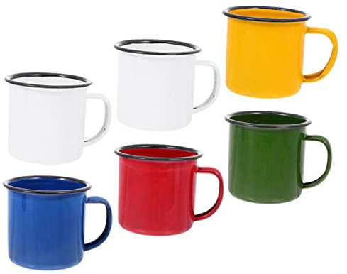 BESTonZON 6st Emaille Wasserbecher Campingbecher Emaille Emaille-kaffeetasse Emaille-becher Campingbecher Aus Emaille Vintage Emaille Tassen Kind Haushalt Becher Für Heiße Getränke