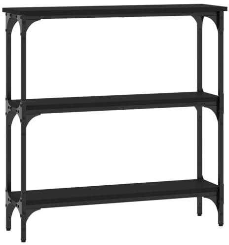 vidaXL Table Console, Table d'Appoint avec Pieds, Bout de Canapé avec Rangement, Meuble d'Entrée Salon Couloir, Industriel, Noir Bois d'Ingénierie