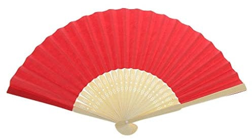 Single-sided DIY Craft Paper Hand Fan - Large Red