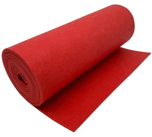 EDGEAM Filzstoff Filzrolle 30cm x 250cm Bastelfilz Polyester Filz 3mm Dick für Filzunterlage Deko Filzmatte DIY Aufbewahrungstasche Patchwork Nähen Filz zum Basteln (Rot, 30cm x 250cm)