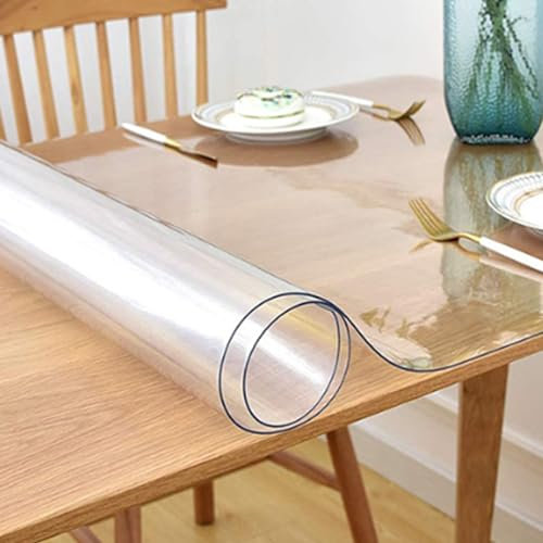 Tischdecke Transparent Schutzdecke Glasklar Durchsichtig Klarsichtfolie 3mm Stark, Durchsichtige Schutzfolie Hochglanz Folie für Tisch Glasklar aus PVC