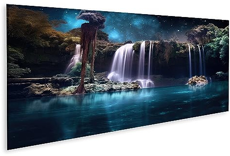 islandburner Prime Bild auf Leinwand Schönheit Wasserfall Beleuchtet Ätherisches Glühen Mondlicht Erfahrung Bilder Wandbilder Poster
