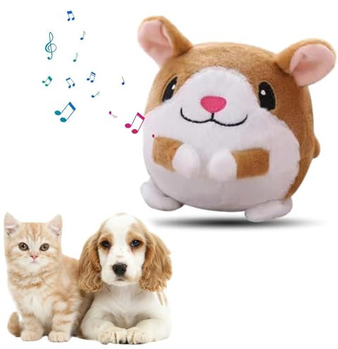 GIVOKE Active Moving Pet Plush Toy, Talking Moving Interactive Dog Toys, Shake Bounce Boredom Toys, Dog Training Ball Pet Toy For Cats, Small And Medium Dogs (Hamster)