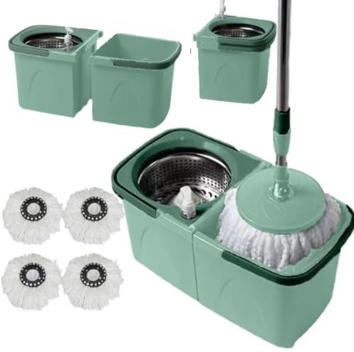 *NEW* SCRATCH ANET Revolving Spin Mop and Bucket With 4. Extra Pads Perfect For Easy Cleaning. (SPLIT MOP AND BUCKET)