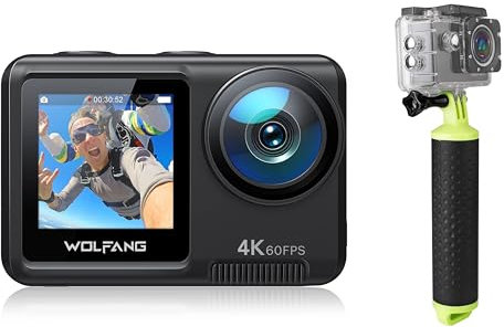 WOLFANG Cámara Deportiva GA420 4K60FPS & Juego de Empuñadura Flotante