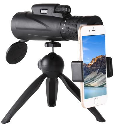 10-30x50 Wasserdichtes monokular für Erwachsene, Zoom-Monokular-Teleskop, Hochleistungs-Monokular-Teleskop für Smartphone mit Stativ zur Vogelbeobachtung Sightseeing Wandern Jagd Camping (Black)
