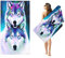Fadaing Mikrofaser Handtücher Wolf Strandtuch 90x180 cm Wolf Badetuch Strandlaken Wölfe Badetuch groß 100x200 Strandhandtuch Mikrofaser Handtücher 50x100cm für Wander (100 x 200 cm,5)