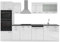 Vicco Küchenzeile R-Line, Weiß Hochglanz/Weiß, 300 cm mit Hochschrank, AP Anthrazit