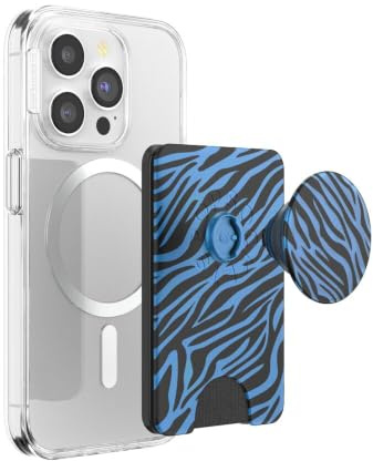 PopSockets Phone Wallet with Expanding Grip, Phone Card Holder, Wireless Charging Compatible, Wallet Compatible with MagSafe -Zed
