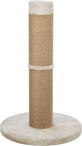 TRIXIE Rue Kratzbaum 80.1 cm - Katzenkratzbaum mit weichem Stoff bezogenem Boden und strapazierfähigem Sisalseil - für große Katzen - in Beige
