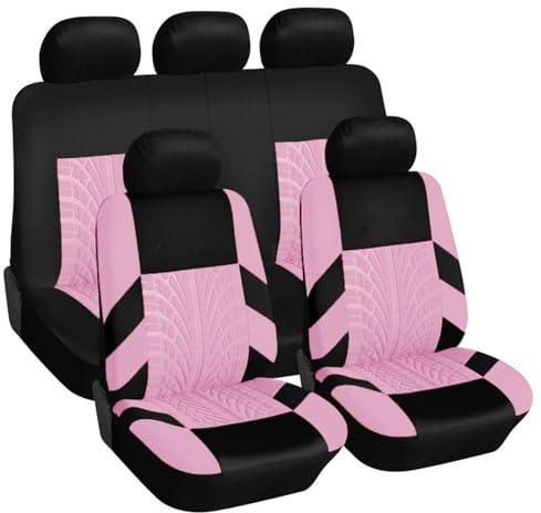 SNXLW 5 Sitzplätze Universal Sitzbezug Auto für VW Polo (Type AW 6C 6R 9N3 9N 6N2 6N 86C 2F 86) R GTI GTD GTE Autositzbezug Sitzbezüge Vorne Und Hinten Sitzschoner,Pink
