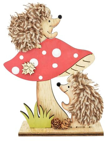 CONCORD HOME & INTERIOR Aufsteller Igel mit Pilz | Igelpaar Herbst | Figur Dekofigur Zierfigur | 17x24 cm