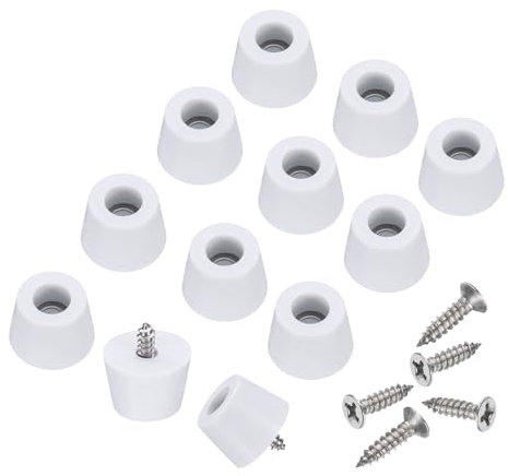 sourcing map 24pcs Rubber Feet Bumpers Buffer Non-Slip Rubber Feet Pad with 5mm Screws for Cutting Board, Cutting Board Feet Non-Slip, Cutting Board Rubber Feet (White, 0.6H x 0.9D)