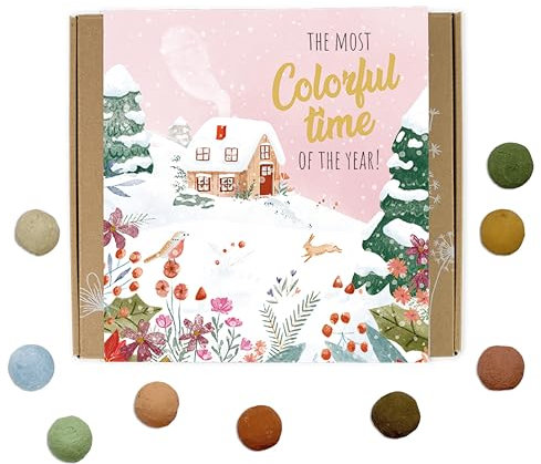 Blossombs Samenbomben Geschenkbox Medium - Blumen Weihnachtsgeschenke mit 9 Saatbomben - Weihnachts-Winterlandschaft - Saatgut Blumensamen Geschenk für Bienen und Schmetterling Blumenbombe