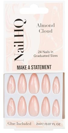 Nail HQ Press On Nails – Almond Cloud Nails, 24 Durable Glossy Finish False Nails for Salon-Quality Manicure at Home