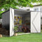 YODOLLA Abri de Jardin Métal 1,96 m² - Cabane de Jardin Exterieur pour Stockage vélos,Moto - 2 Portes Coulissantes & Toit en Pente - 203,4(L) × 96,5(W) × 141,7(H) cm, Gris