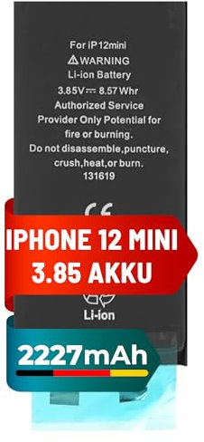 Mpsmobile® Akku für iPhone 12 Mini | 2227mAh | Ohne Flex-Kabel | Lang anhaltende Leistung