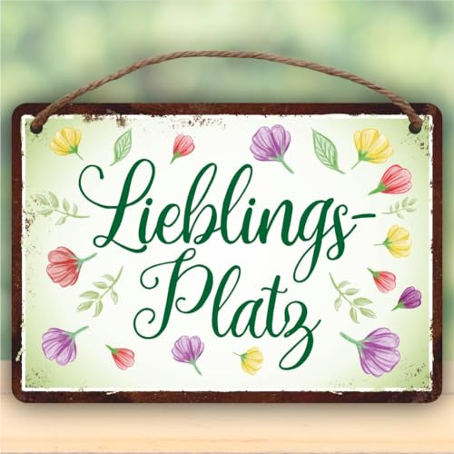 Metallschild rostfrei Blechschild (Metallschild mit Kordel: Lieblingsplatz)