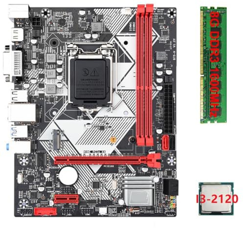 Agwuoetr Kit Scheda Madre Desktop B75-H I3-2120 CPU + 1X8G DDR3 1600 MHz RAM LGA 1155 USB 3.0 3.0