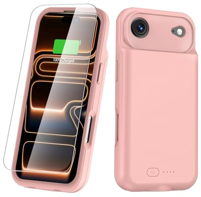 Battery Case for iPhone 17 AIR, Charging Case Charger 8500mAh Ultra-Slim Lightweight Powerful Battery Pack 15W Fast Rechargeable Anti-Fall TPU Juice Box for iPhone 17 AIR (6.5) Pink