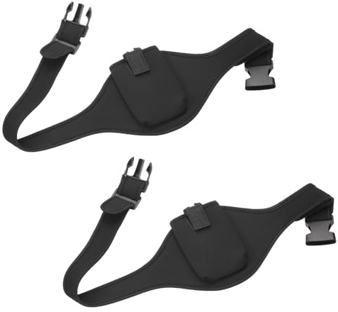 sourcing map 2 Pack Mic Belt, 27 to 39 Adjustable Elastic Sweat Absorbent Microphone Pack Belt for Microphone Holder, Theatre Mic, Black