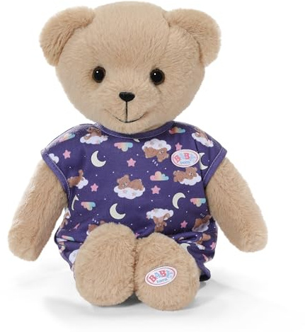 BABY born Teddy mit Schlafanzug aus Plüsch, Outfit leuchtet im Dunkeln | Glow-in-the-Dark Schlafanzug, weicher Plüsch-Teddy, Outfit inklusive, passend für 43 cm Puppen